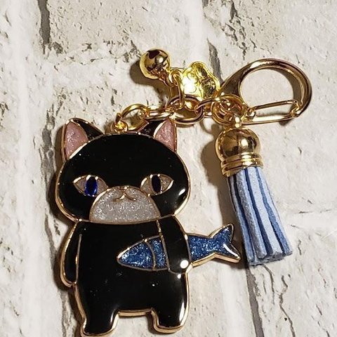 J15★ハンドメイド★黒猫ちゃんキーホルダー