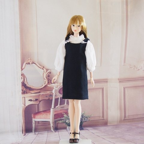 momoko ジェニー outfit.122 オフ白ブラウスと黒のジャンパースカートセット