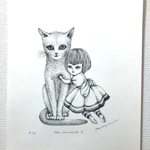 ★リトグラフ原画★ 猫と少女　 ーThe moment Ⅰー