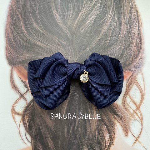 ¸leticia funwari version•*¨*•.¸¸ふんわり大きめヘアアクセ  ネイビー