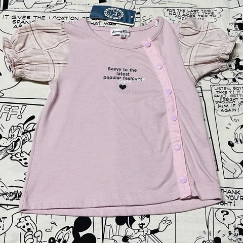 新品半袖Ｔシャツ120cm前開き　女の子　スナップボタン　医療的ケア　入院グッズ　介護看護