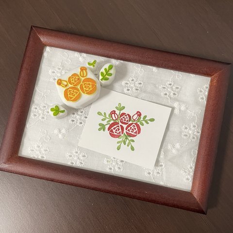 バラの花の消しゴムはんこ