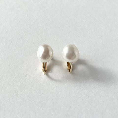 〜Baroque pearl earring〜　大粒バロック真珠の一粒イヤリングＬ