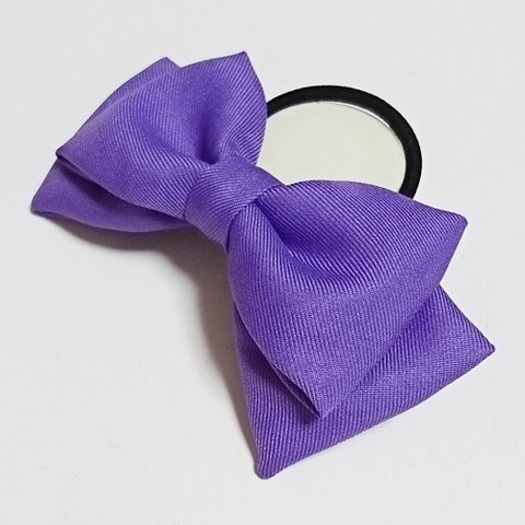 紫色リボン ヘアゴム  髪飾り コスプレ衣装小物 ハンドメイド パープル