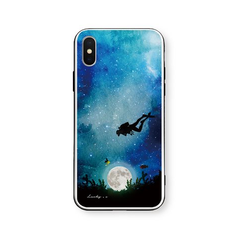 海に沈む満月【強化ガラス × TPUケース】iPhone11/iPhone12mini/その他iPhoneケース