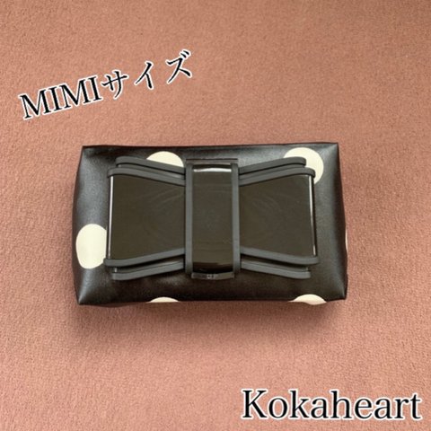 再再・・販☆mini☆ウェットティッシュケース☆黒ドット柄☆リボンビタット