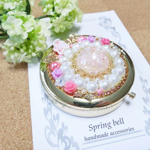 ピルケース＆コンパクトミラーspring pink gardenⅡ　レジン