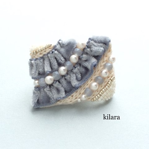 Nostalgicビーズ刺繍♡Blue gray