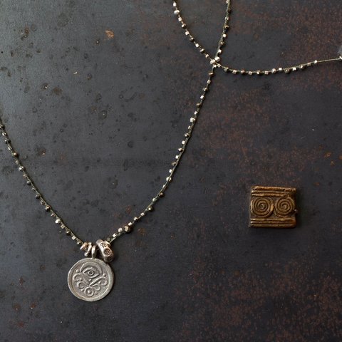 Coin_top long pendant -Silver・Pyrite-