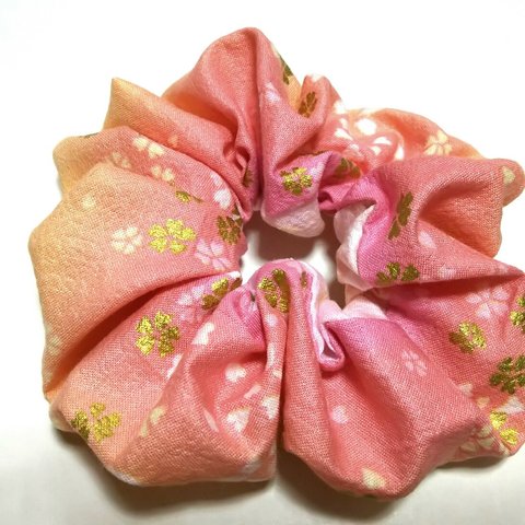 和柄シュシュ　恋桜　薄紅色【送料無料】