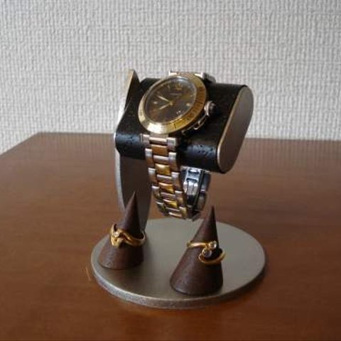 腕時計スタンド　ブラックコルク時計スタンド　ダブルリングスタンドバージョン　N12320－4