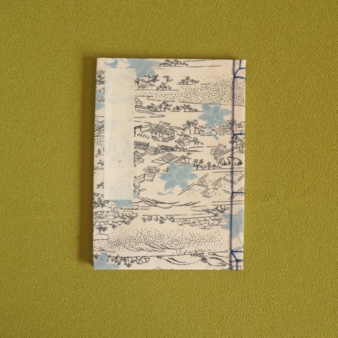 和綴じ　風景の古布　縦書きノート（布装・B6サイズ）