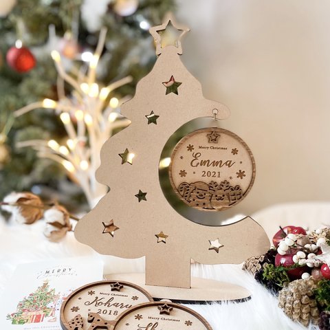 3種類から選べる♪ 木製 Christmas Tree ＆ オーナメント.ﾟ･*. クリスマス お名前入り ツリー 