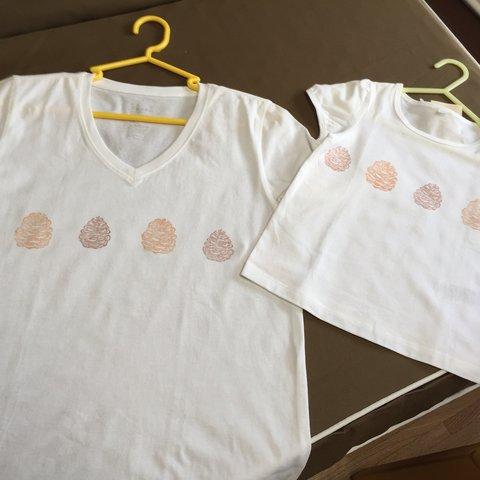 秋・松ぼっくり親子Tシャツ