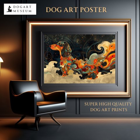 【インターステラー (星ノ間)  - ダックスフンド犬 No.2】宇宙 星空 アートポスター 犬の絵 犬の絵画 犬のイラスト