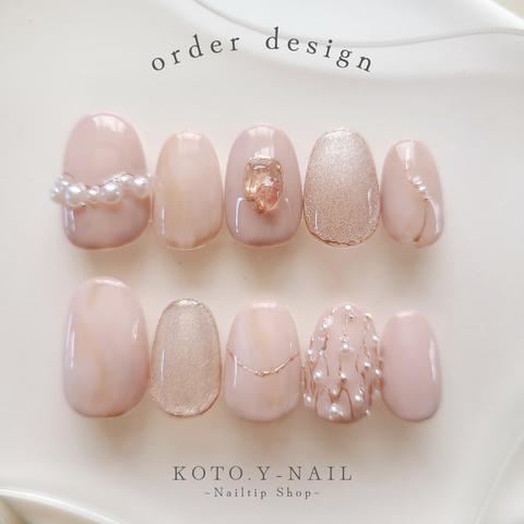 Pearl Blush Chic    ニュアンスネイル ブライダルネイル　マグネットネイル　春ネイル ブライダルネイル ブライダル ウェディングネイル ウェディング 春ネイル 春