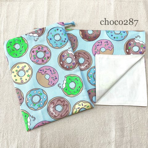 40×60ランチョンマット&24×17巾着袋　ドーナツ