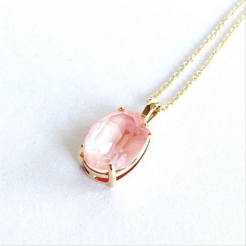 crystal necklace＊coral pink