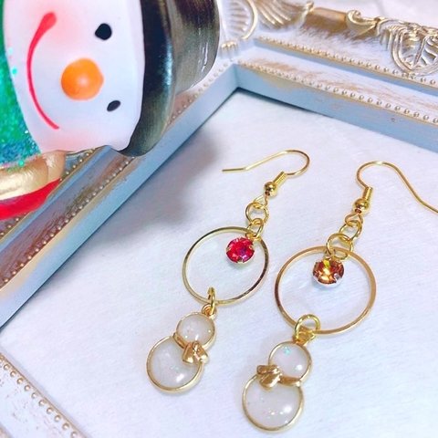 雪だるまイヤリング(ピアス)