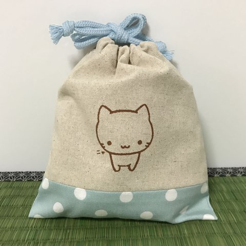 ミコちゃん　巾着〈くすみミント〉