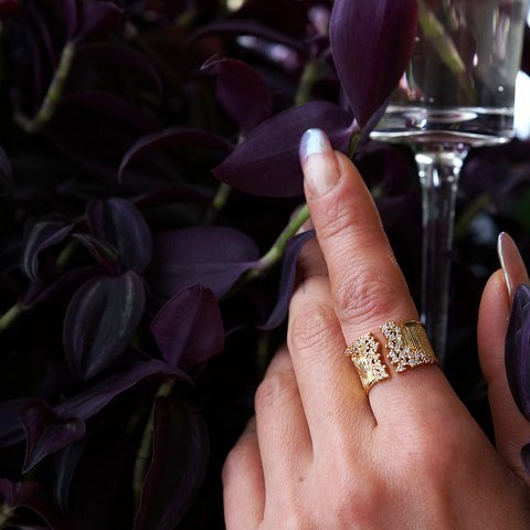 Champagne Bubble CZ Pave Cocktail Ring