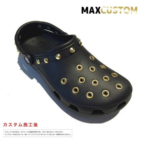 クロックス crocs パンクカスタム 純金メッキ加工 黒 22～30cm 新品