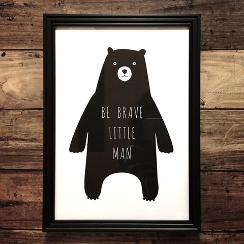 ポスター【くま】アニマル ベア クマ 白黒 名言 格言 アート 動物 熊