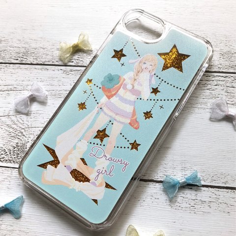 iPhoneグリッターケース「Drowsy girl (star)」