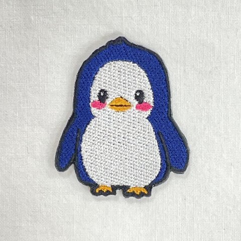かわいい　ペンギン　ワンポイント　刺繍　ワッペン　アップリケ　シール可