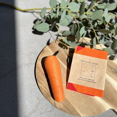 蜜蝋ラップ＆バッグセット【Carrot】　Beeswax bag＆wrap set