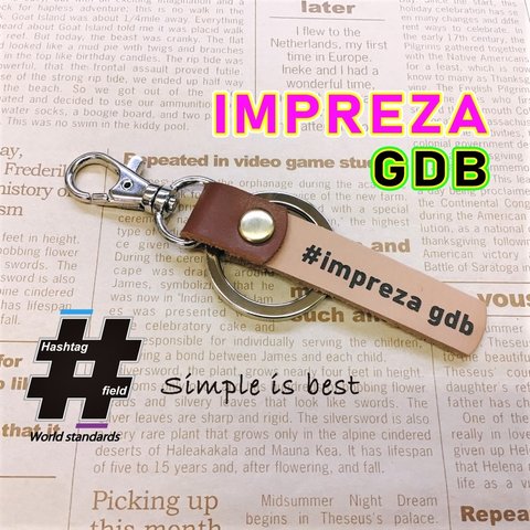 #IMPREZA GDB 本革ハンドメイド ハッシュタグキーホルダー インプレッサ sti