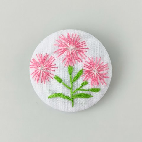 【受注製作】ナデシコの花刺繍ブローチ