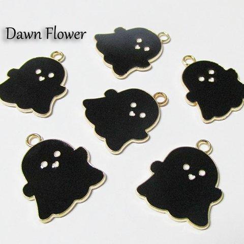 【D-0528】10pcs　おばけ　22×18mm　ブラック　チャーム