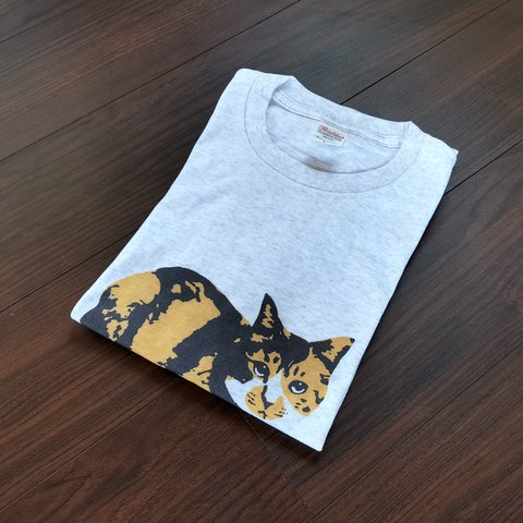 【NEW】三毛猫のTシャツ L（5.6oz/箱座りねこアッシュ）
