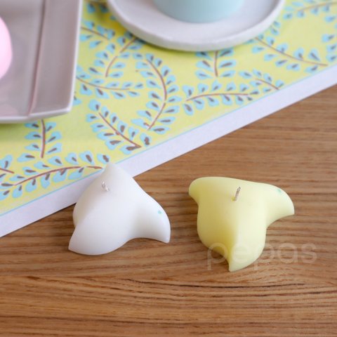 和菓子ソイキャンドル「千鳥2羽（白・黄）」