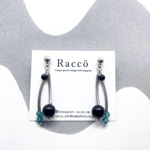 black & swarovski pierce(ブルージルコン) ステンレスピアス