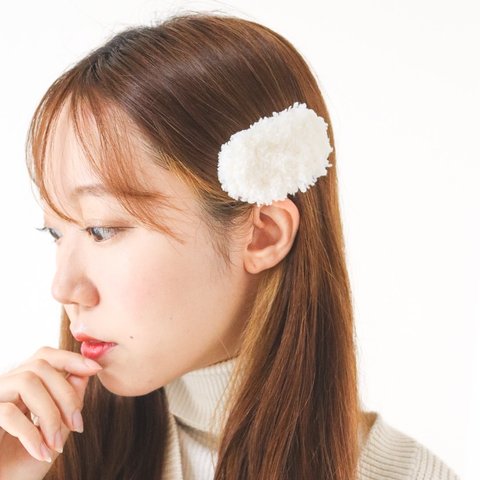 ヘアピン ヘアアクセサリー 手編み かぎ針編み ボア  ヘアクリップ