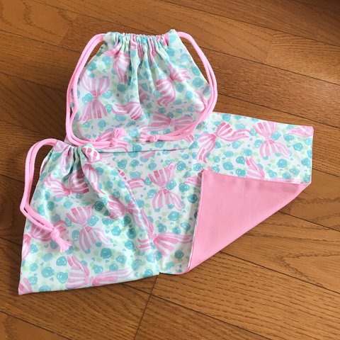 お弁当セット コップ袋 りぼん 女の子