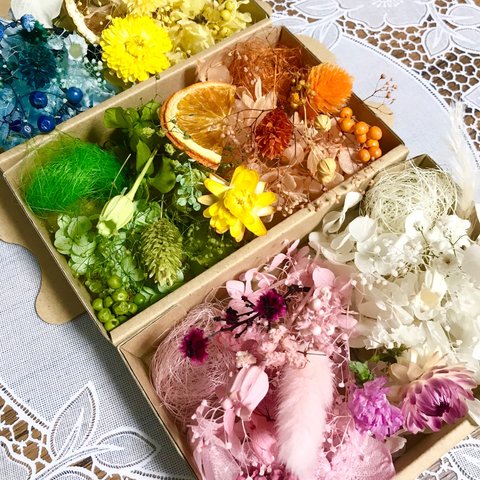 お花の宝石箱6色3BOX＊ハーバリウム　花材ドライフラワー　花材詰め合わせセット