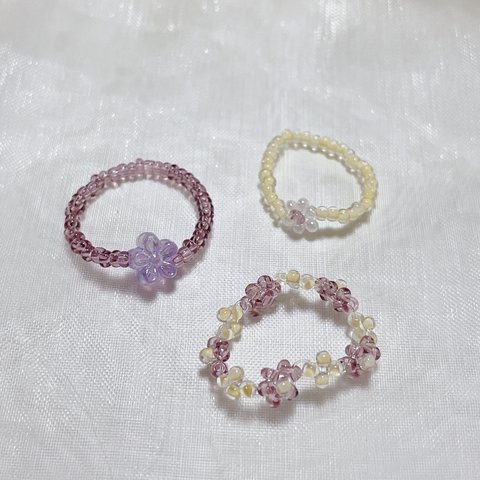 韓国　ハンドメイド　ビーズリング　ビーズアクセサリー