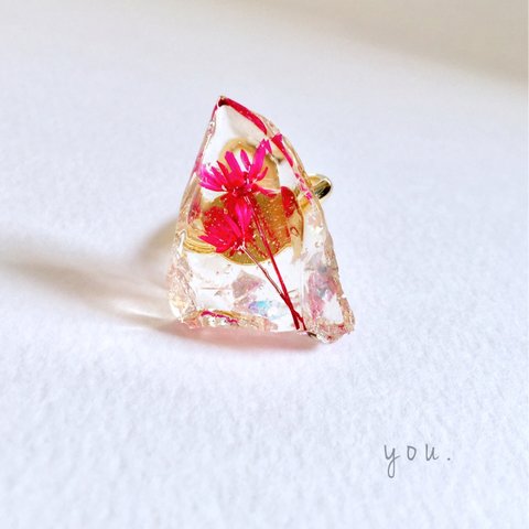 【再販】氷のボタニカル リング ピンク