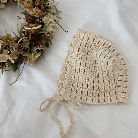 【 order】cotton baby bonnet ベビーボンネット