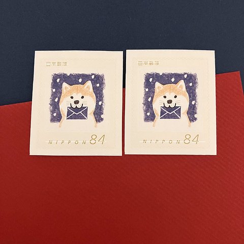 秋田犬84円切手2枚