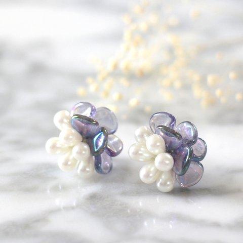 Pearl combi earrings (violet)