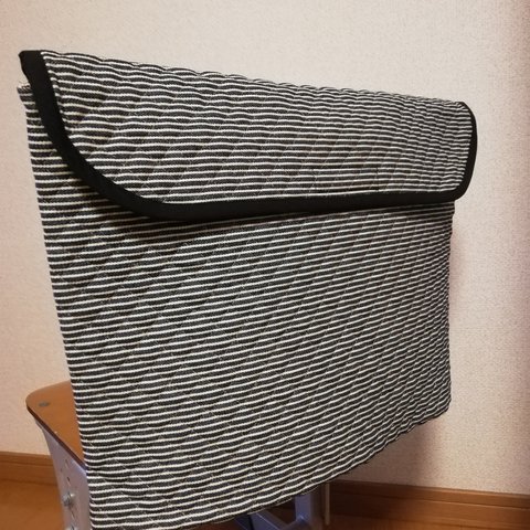 防災頭巾カバー　椅子の　背もたれ　用　黒横ヒッコリー