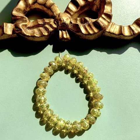 光る【1連25コセット】JIRI＊IVANA#czech beads#チェコビーズ　rondel9✖️6㍉ absinthe green/picasso peridot