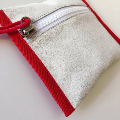 pouch-A 《【red】》お菓子の袋のような革ポーチ　赤