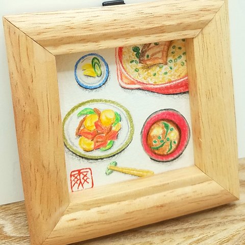 鯛めしの絵　土鍋ごはん　肉じゃが　味噌汁　漬け物