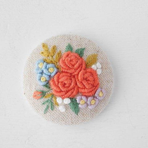 薔薇の花束　刺繍ブローチ　【受注製作】