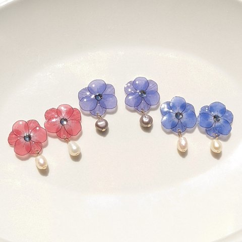 プラバン 💐アネモネの耳飾り💐 